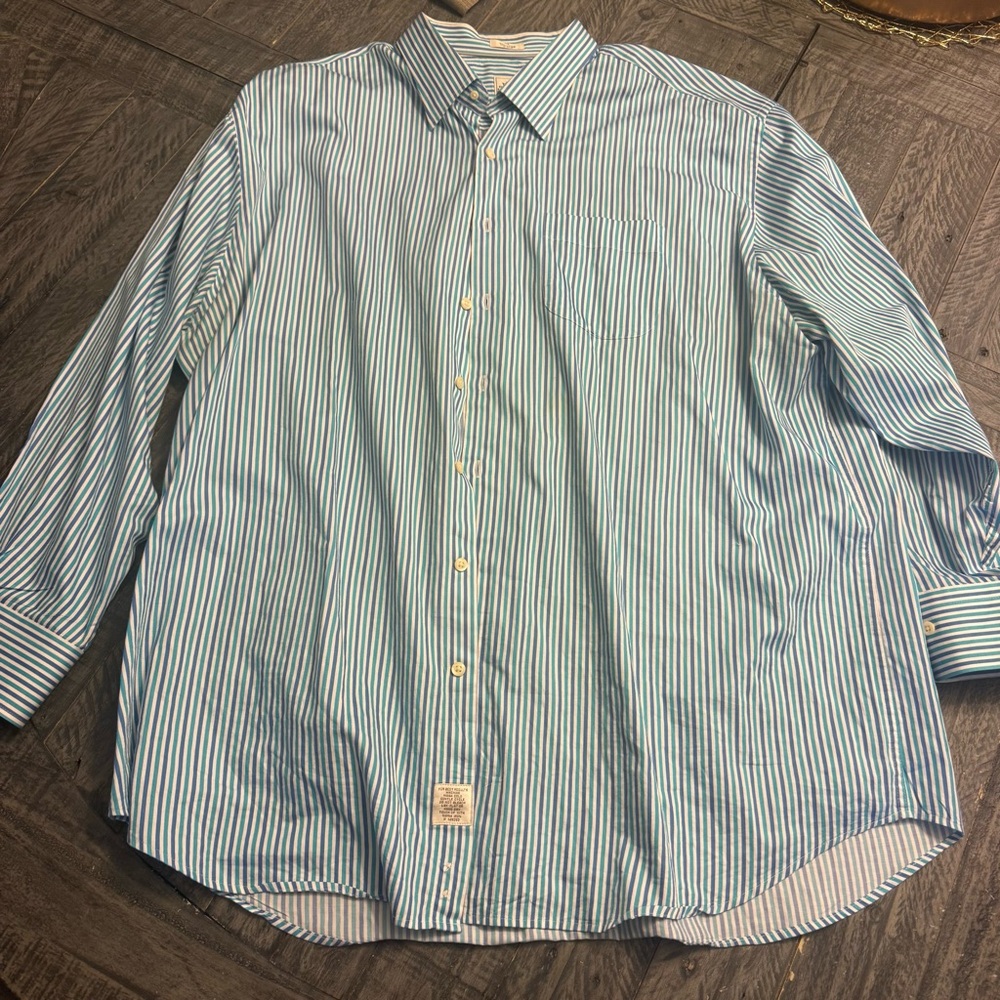 Vintage Peter Millar‎ Blue and White Striped Dress Shirt Long Sleeve Size XXL - Picture 2 of 5